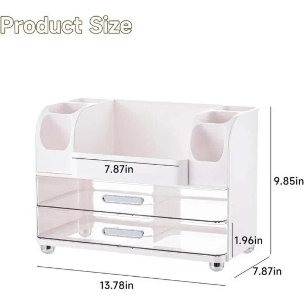 New Makeup Organizer with 2 Drawers, Vanity Storage for Skincare, Brushes & More